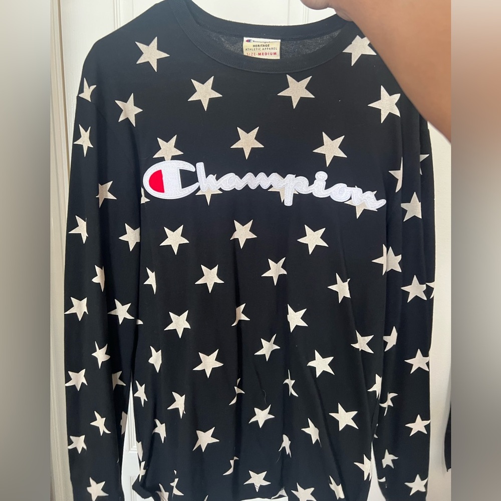 Champion Black and White Star Long Sleeve Tee